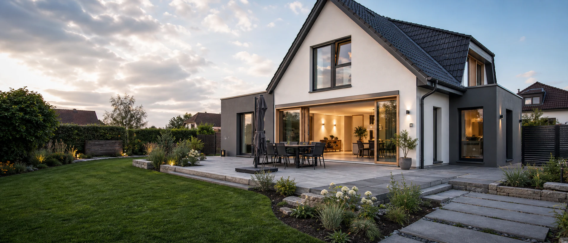 Saniertes Wohnhaus mit modernisiertem Innenraum und gestalteter Gartenanlage